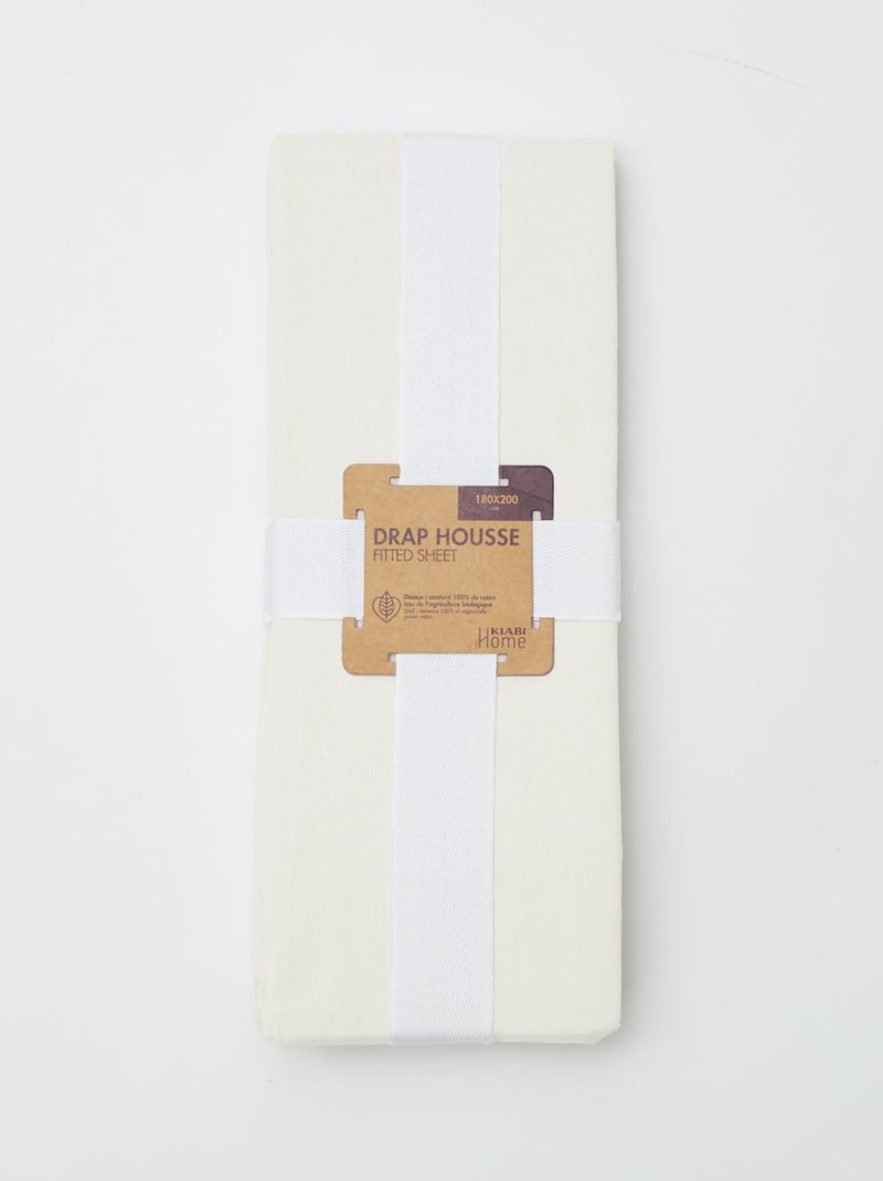 Lenzuolo con angoli per letto matrimoniale (180x200) in cotone - Kiabi Home BIANCO - Kiabi