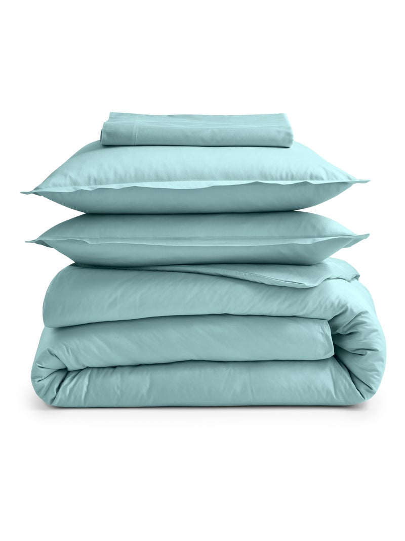 Lenzuolo con angoli per letto reclinabile in percalle di cotone tinta unita con angolo da 30 cm Turchese - Kiabi