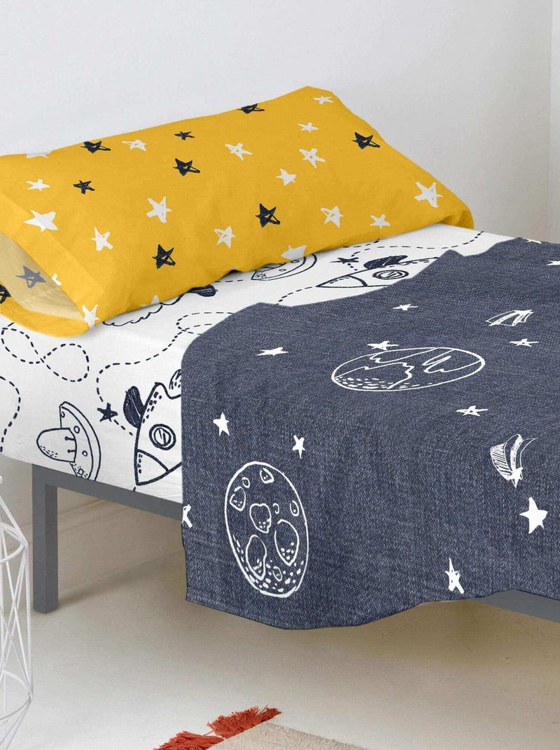 Lenzuolo inferiore Starspace "Happyfriday" Blu Bianco - Kiabi