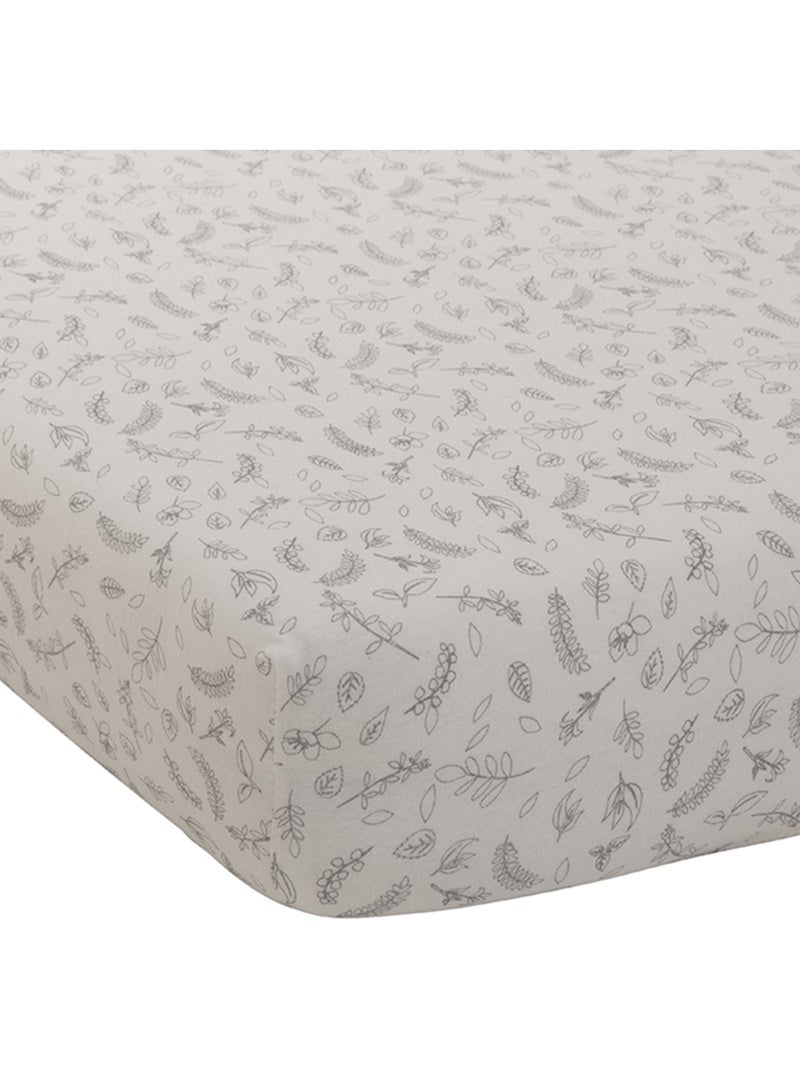 Lenzuolo matrimoniale per bebè in jersey con motivo a foglie Beige - Kiabi