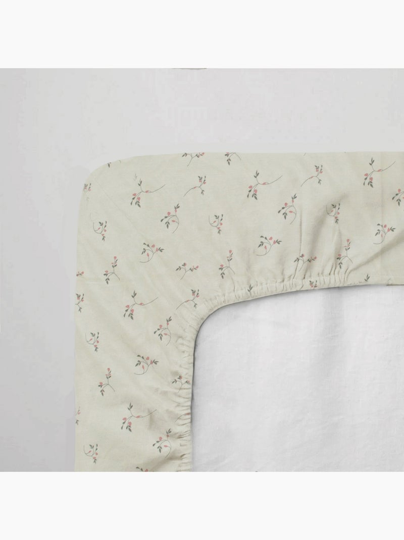 Lenzuolo per neonato in 100% cotone jersey elasticizzato a fiori Beige - Kiabi