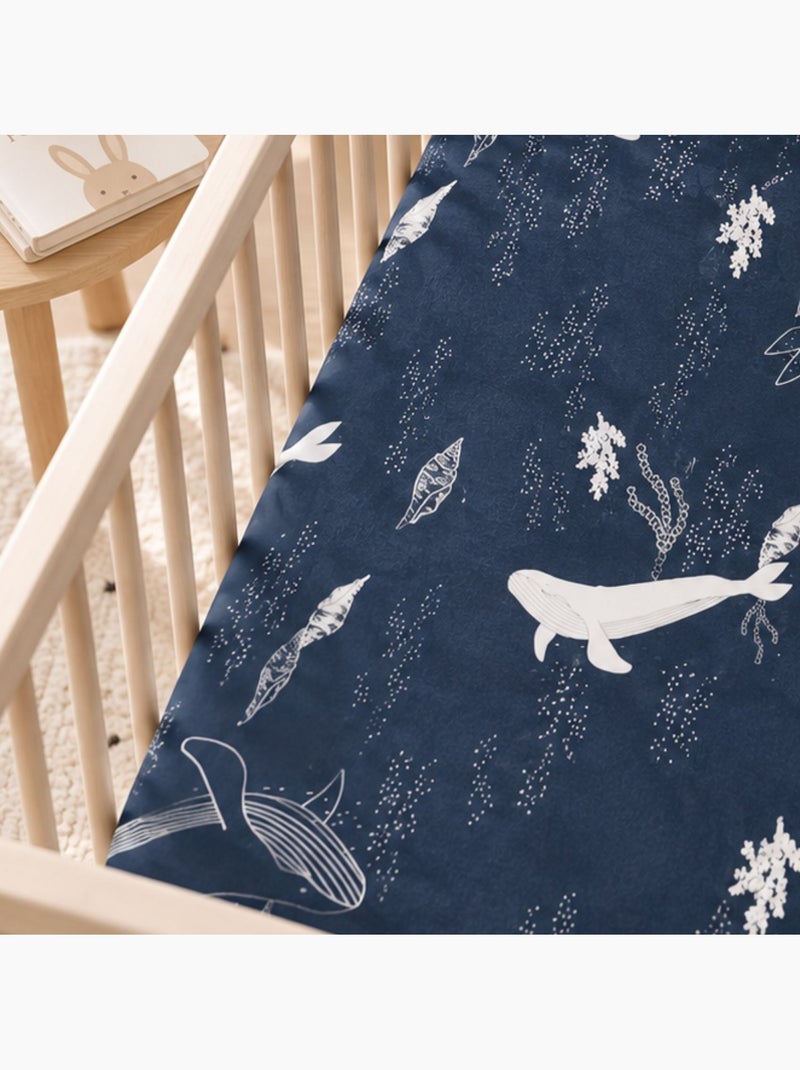 Lenzuolo per neonato in jersey di cotone 100% con balena elasticizzata Blu scuro - Kiabi