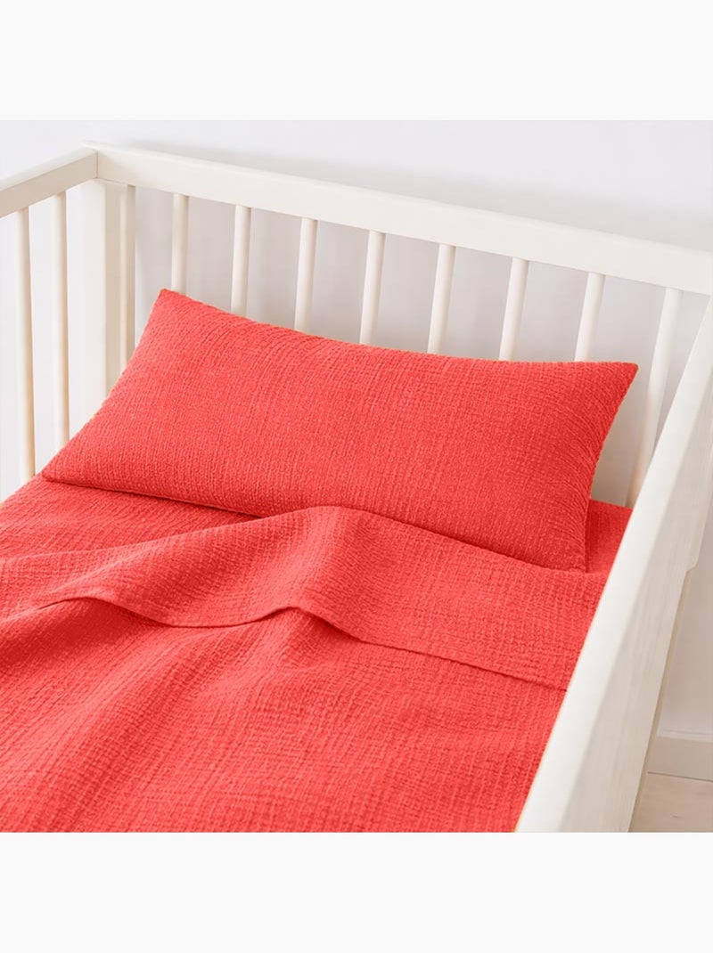 Lenzuolo Piano in cotone biologico fragola Rosso - Kiabi