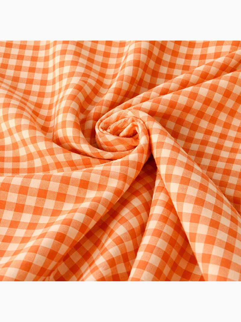 Lenzuolo Piano in cotone biologico vichy Arancione - Kiabi