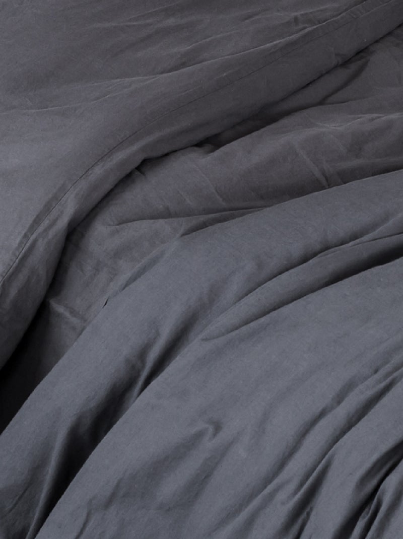 Lenzuolo piatto in cotone lavato Grigio antracite - Kiabi