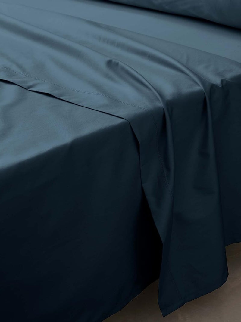 Lenzuolo piatto in percalle di cotone LIA PROMO LINGE Blu - Kiabi