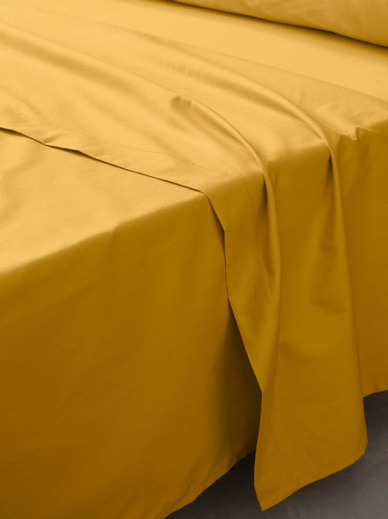 Lenzuolo piatto in percalle di cotone LIA PROMO LINGE Giallo - Kiabi