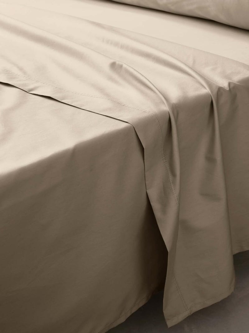 Lenzuolo piatto in percalle di cotone PERCALINE Douceur d'Intérieur Beige - Kiabi