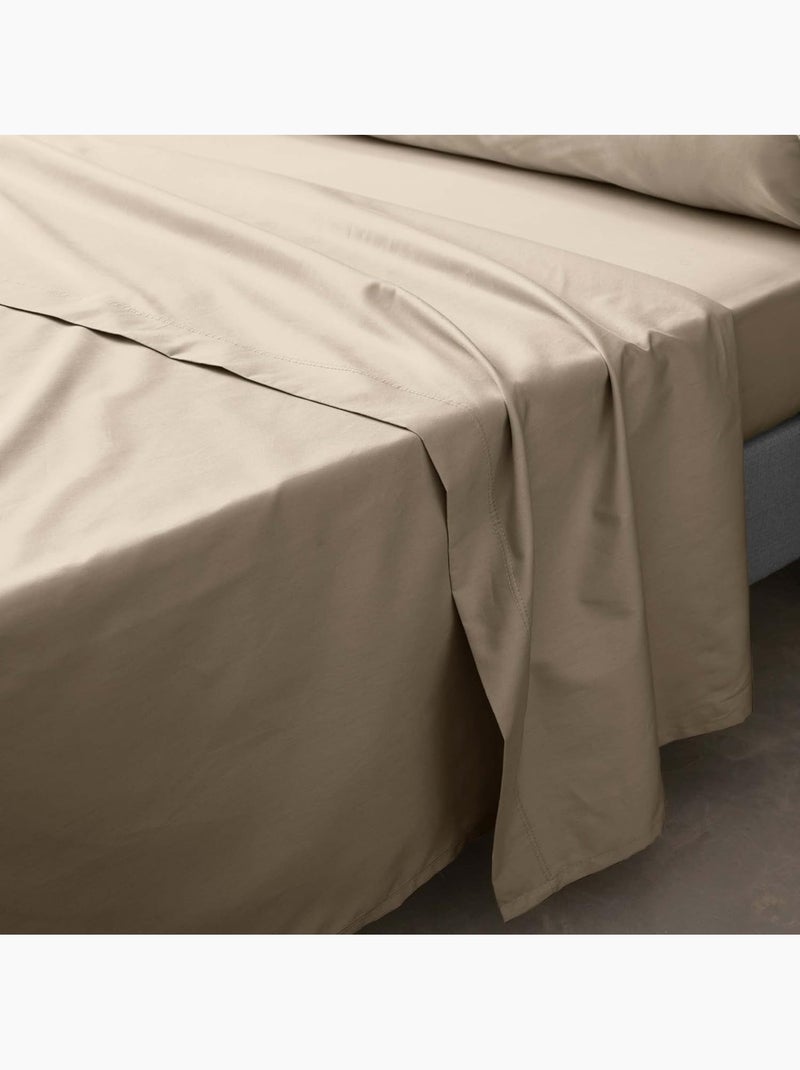Lenzuolo piatto in percalle di cotone PERCALINE Douceur d'Intérieur Beige sabbia - Kiabi