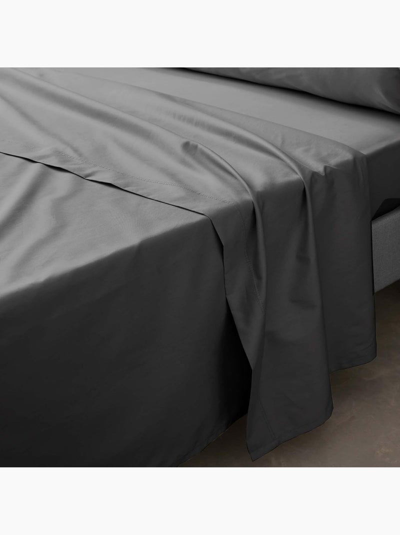 Lenzuolo piatto in percalle di cotone PERCALINE Douceur d'Intérieur Grigio antracite - Kiabi