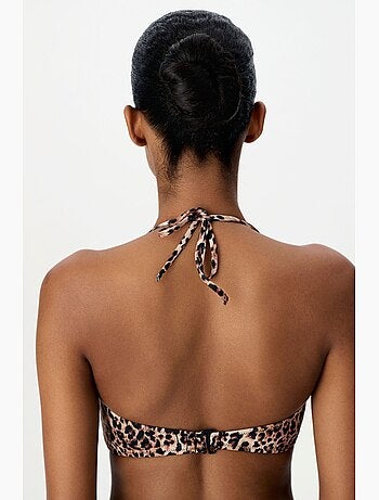Leo top bikini senza spalline con stampa leopardata penti