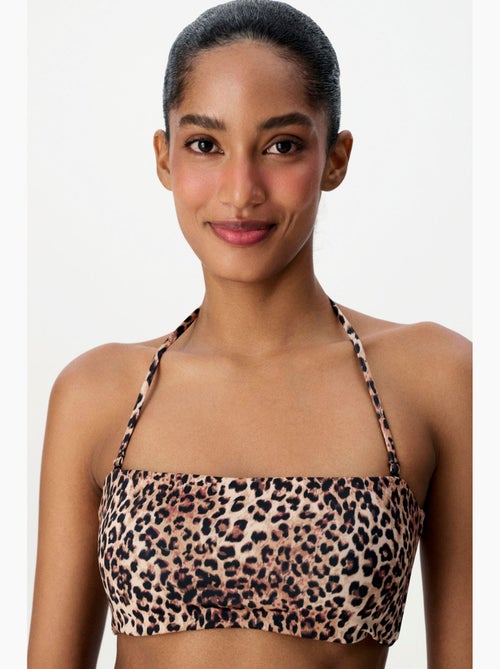 Leo top bikini senza spalline con stampa leopardata penti - Kiabi