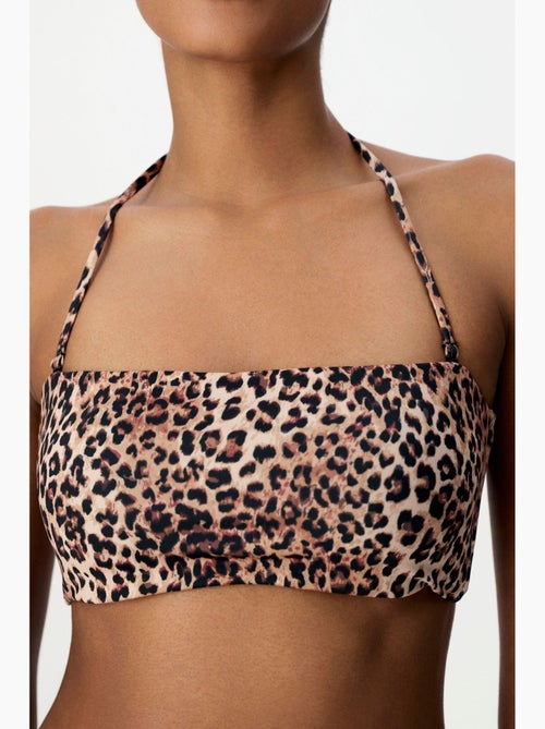 Leo top bikini senza spalline con stampa leopardata penti - Kiabi