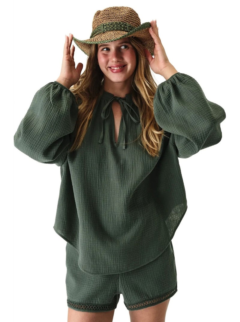 Lessi camicia a maniche lunghe penti Verde kaki - Kiabi
