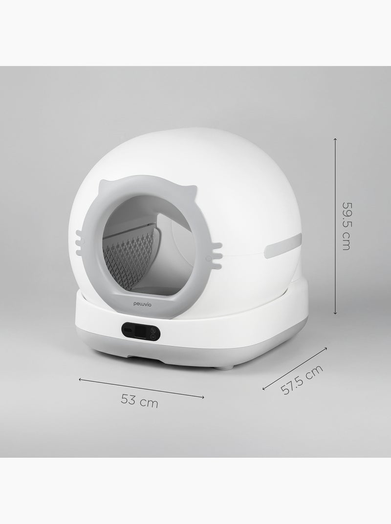 Lettiera per gatti autopulente PELUVIO Pearl - 72 L - Con telecamera - Silenziosa Bianco Grigio - Kiabi
