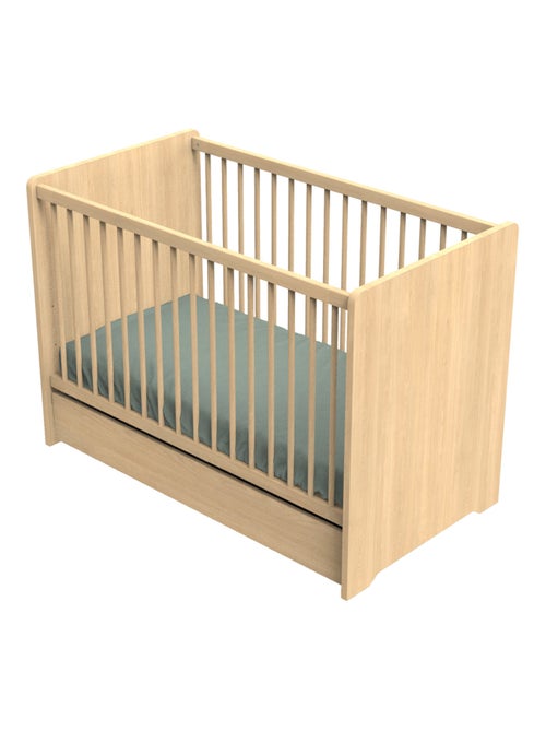 Lettino 120 x 60 con testiere arrotondate in legno con decoro in rovere - SAUTHON - Kiabi