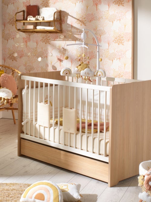 Lettino 120 x 60 con testiere arrotondate in legno decorato in rovere - SAUTHON - Kiabi