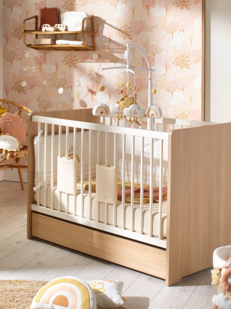 Lettino 120 x 60 con testiere arrotondate in legno decorato in rovere - SAUTHON Beige - Kiabi
