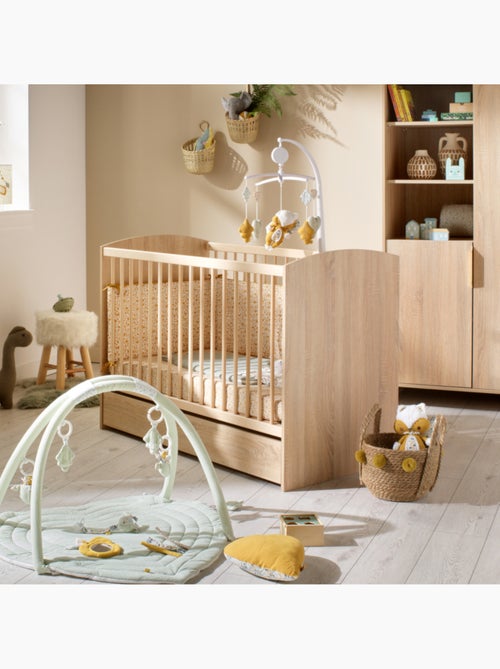 Lettino 120 x 60 con testiere arrotondate in legno decorato in rovere - SAUTHON - Kiabi Lettino 120 x 60 con testiere arrotondate in legno decorato in rovere - SAUTHON - Kiabi