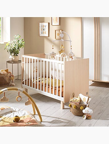 Lettino 120x60 con gambe in rovere vellutato e balaustre - SAUTHON