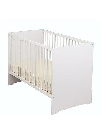 Lettino 120x60 con testiera in pannelli laccati bianchi e rete - BABYPRICE