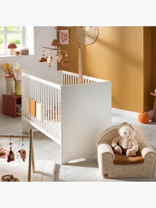 Lettino 120x60 con testiera in pannelli laccati bianchi e rete - BABYPRICE - Kiabi