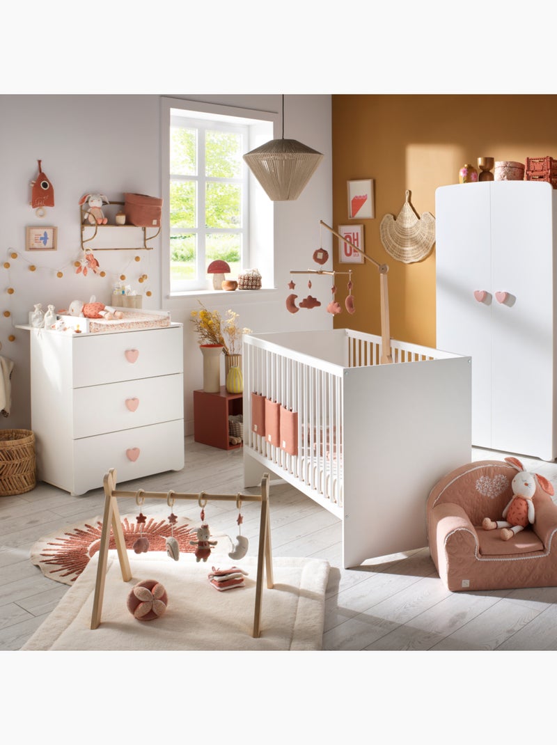 Lettino 120x60 con testiera in pannelli laccati bianchi e rete - BABYPRICE Bianco - Kiabi