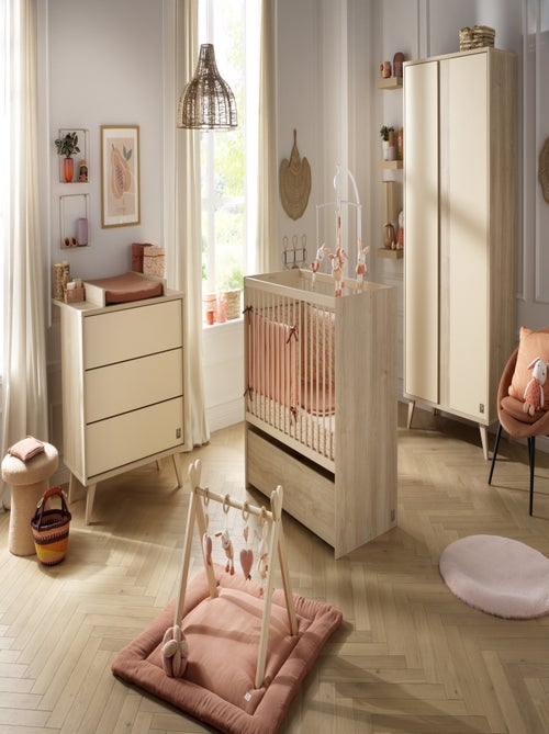 Lettino 120x60 evolutivo in 90x190 con testate in pannelli effetto - SAUTHON - Kiabi