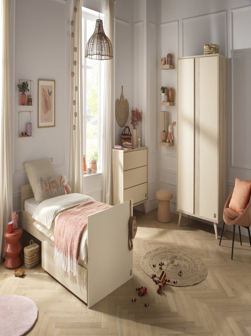 Lettino 120x60 evolutivo in 90x190 con testate in pannelli effetto - SAUTHON - Kiabi