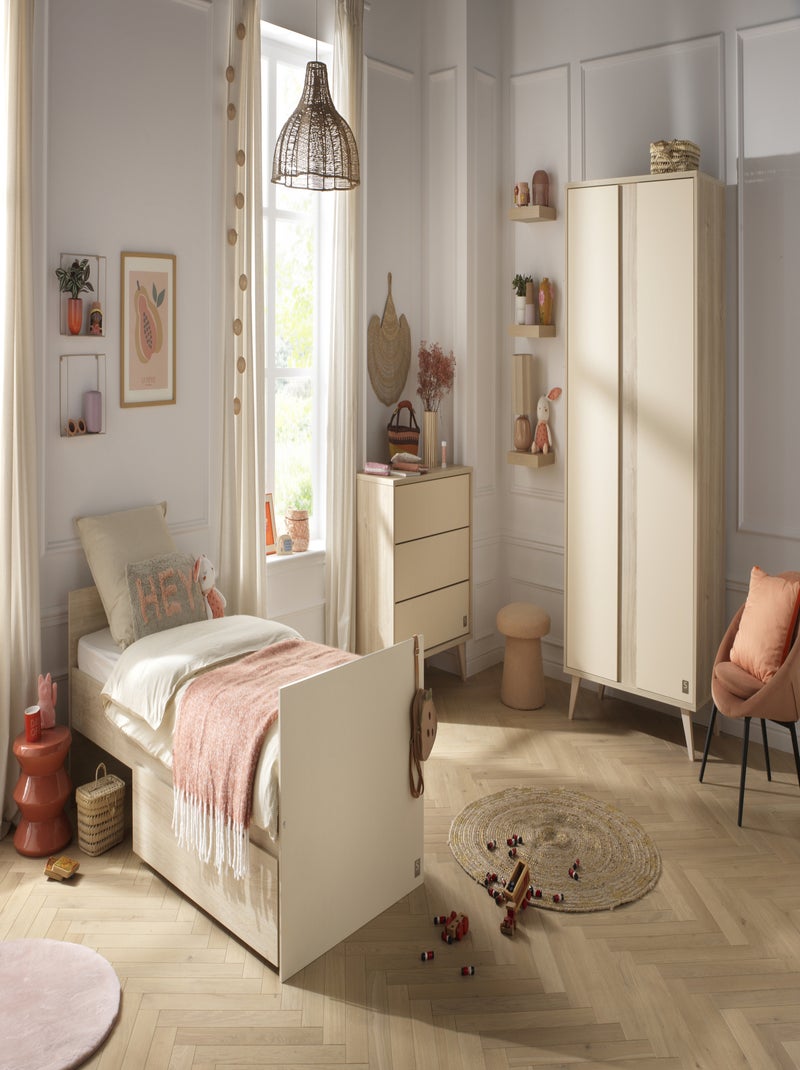 Lettino 120x60 evolutivo in 90x190 con testate in pannelli effetto - SAUTHON Marrone - Kiabi