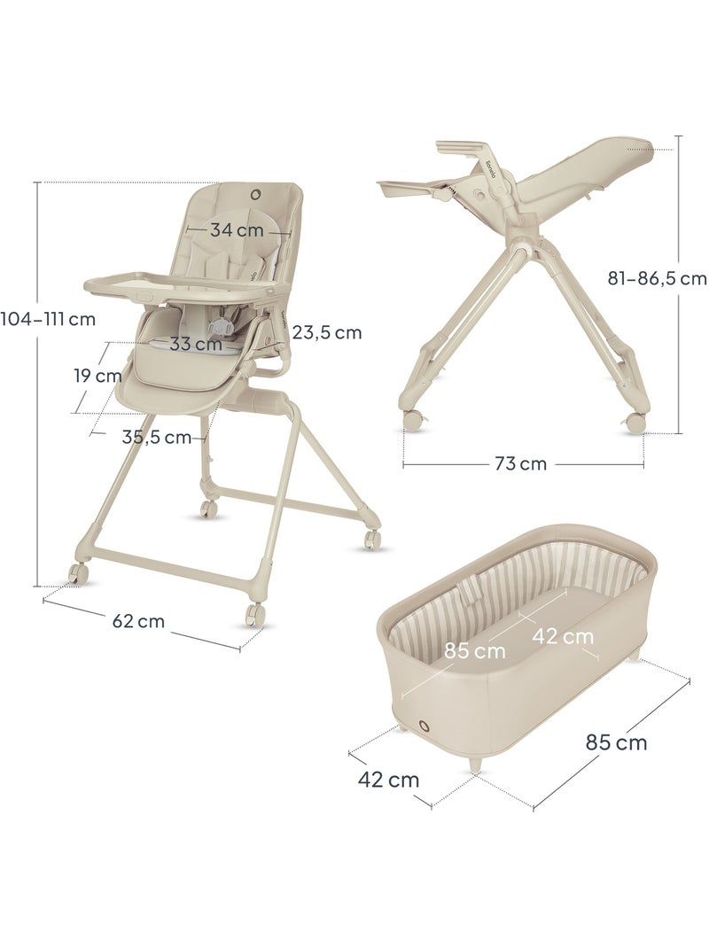 Lettino 3 in 1 LIONELO Maddie Set - Evolutivo - Seggiolone - Pieghevole - Fino a 15 kg - 4 ruote Beige - Kiabi