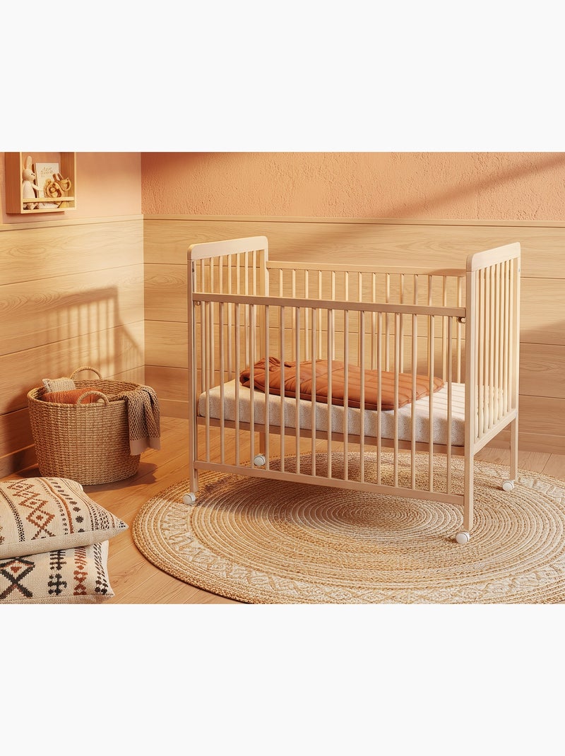 Lettino bambini con sponde regolabile livo legno Beige chiaro - Kiabi
