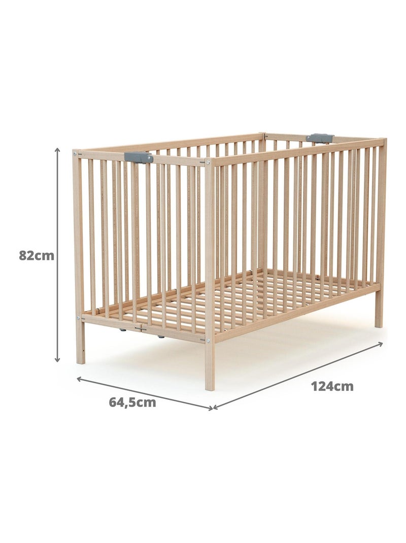 Lettino bambini pieghevole con materasso legno FLEX Marrone nocciola - Kiabi