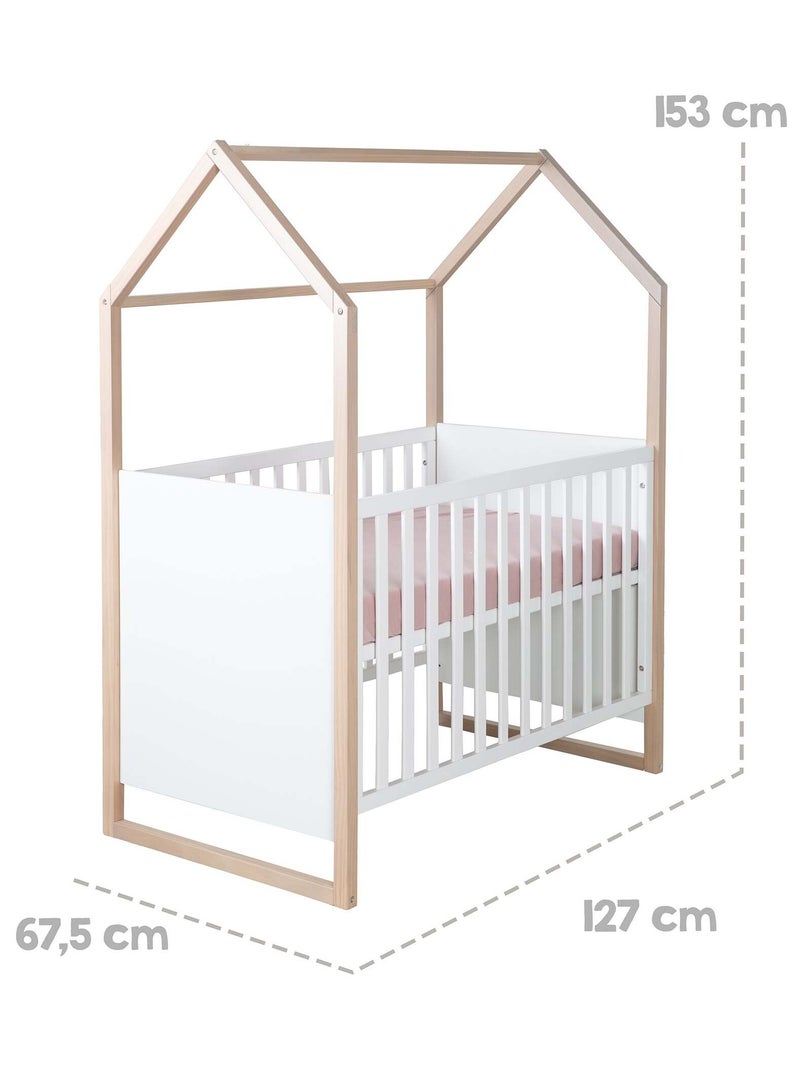 Lettino bebè 2‑in‑1 cododo e indipendente "Roba Cabane" Bianco/Legno - Kiabi