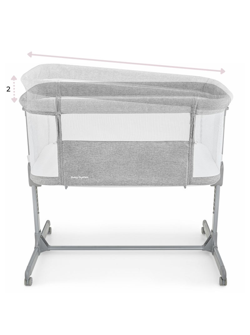 Lettino co-sleeping 3 in 1 moby-système luna regolabile con materasso e ruote, 0+ annunci Grigio - Kiabi