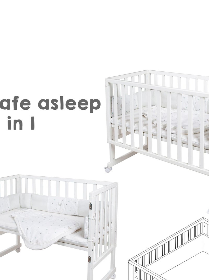 Lettino cododo evolutivo 3‑in‑1 + biancheria – ROBA "Safe Asleep®" Bianco - Kiabi