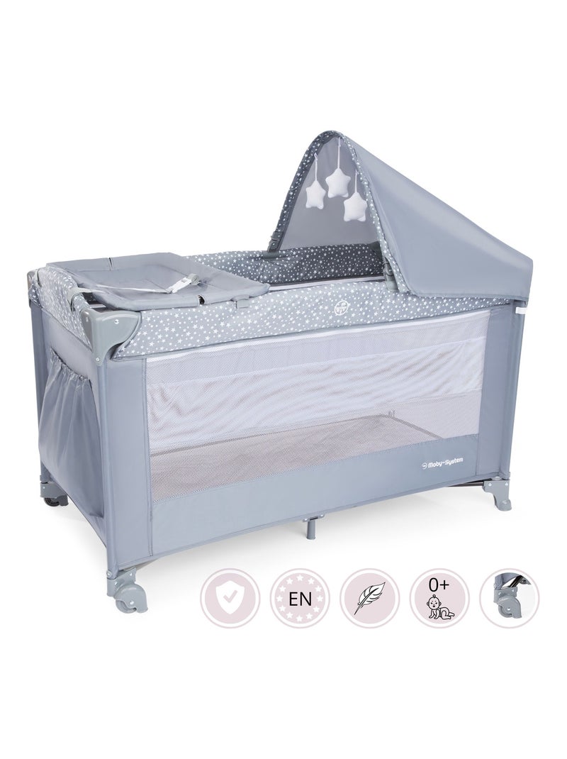 Lettino da viaggio 2 in 1 con box e fasciatoio per bambini Grigio - Kiabi
