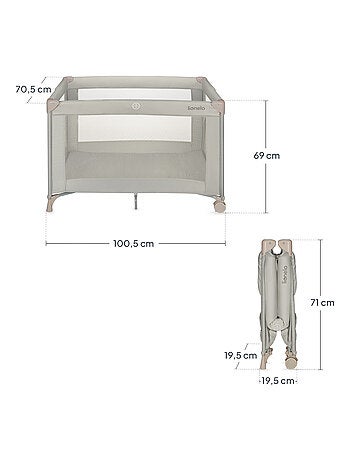 Lettino da viaggio 2 in 1 LIONELO Amelie - Box per bambini - Leggero - Ruote - 0-36 mesi - Borsa inc