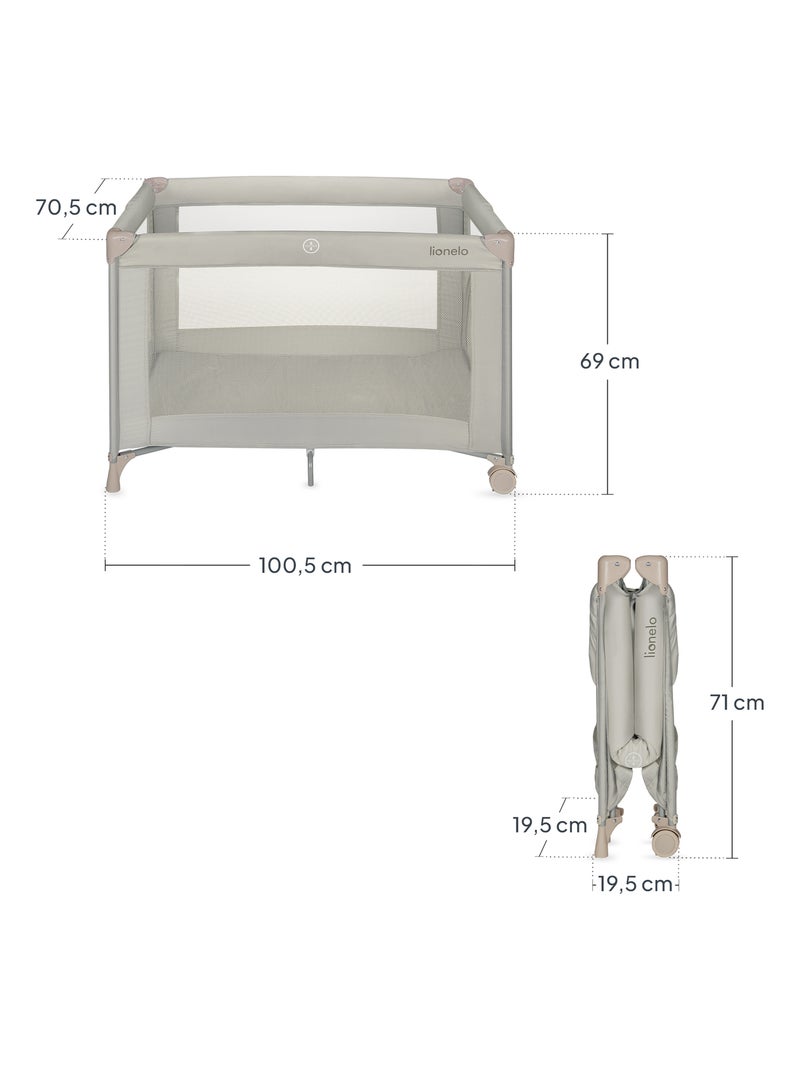 Lettino da viaggio 2 in 1 LIONELO Amelie - Box per bambini - Leggero - Ruote - 0-36 mesi - Borsa inc Beige - Kiabi