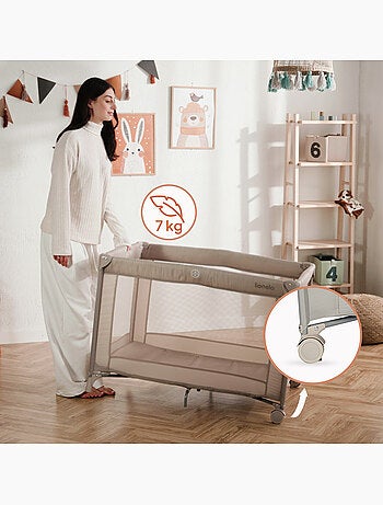 Lettino da viaggio 2 in 1 LIONELO Amelie - Box per bambini - Leggero - Ruote - 0-36 mesi - Borsa inc