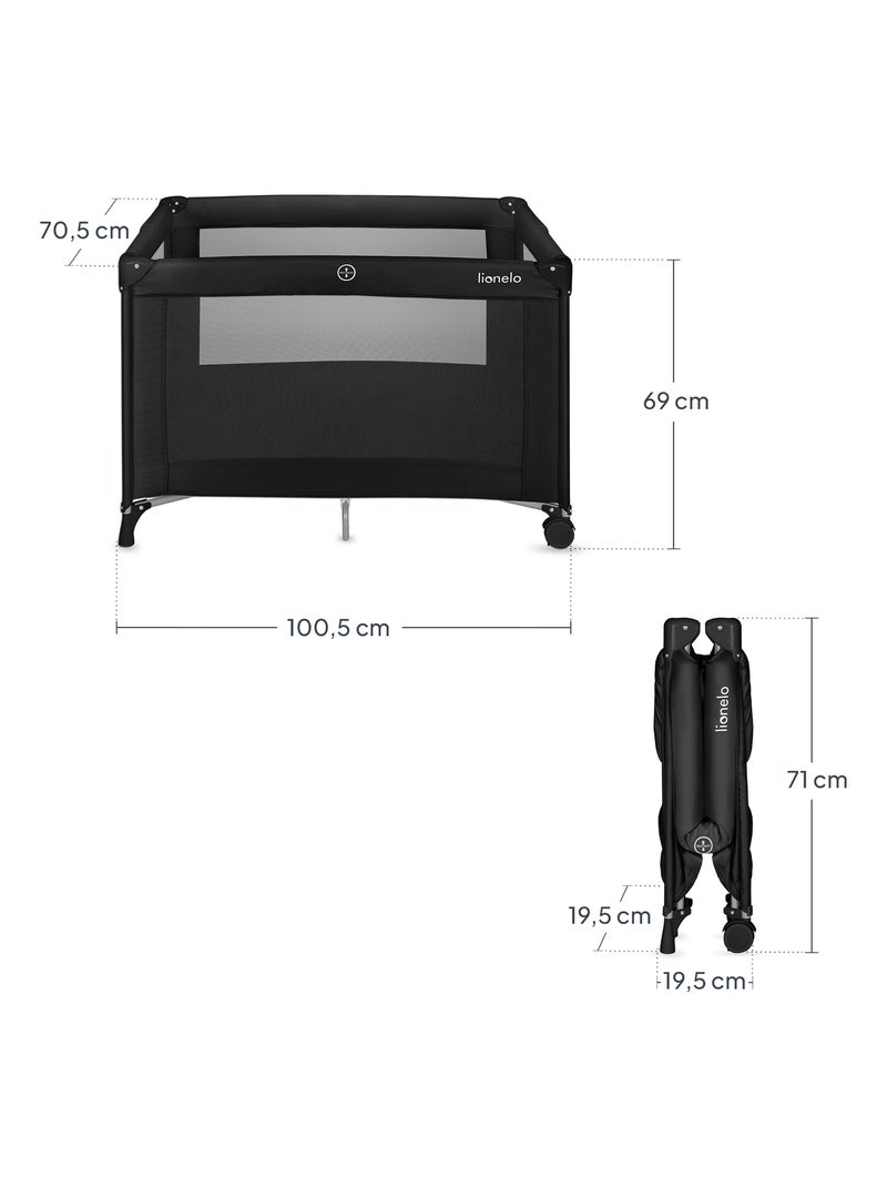 Lettino da viaggio 2 in 1 LIONELO Amelie - Box per bambini - Leggero - Ruote - 0-36 mesi - Borsa inc Nero - Kiabi