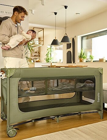 Lettino da viaggio 2 in 1 LIONELO Jasmin - Box per bambini - Chiusura rapida - Ruote - 0-36 mesi - T