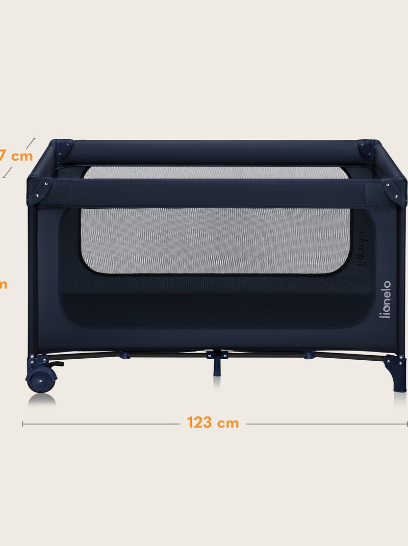 Lettino da viaggio 2 in 1 LIONELO Jasmin - Box per bambini - Chiusura rapida - Ruote - 0-36 mesi - T Blu - Kiabi