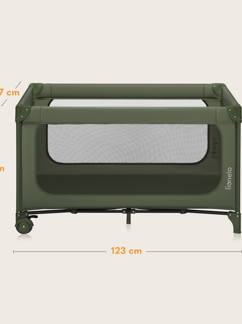 Lettino da viaggio 2 in 1 LIONELO Jasmin - Box per bambini - Chiusura rapida - Ruote - 0-36 mesi - T Verde - Kiabi