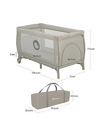 Lettino da viaggio 3 in 1 LIONELO Stefi Plus - Box per bambini - Materasso ad alta densità - Ruote -
