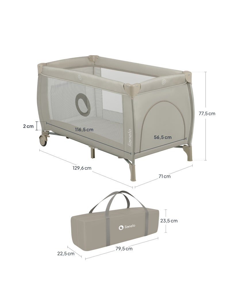 Lettino da viaggio 2 in 1 LIONELO Stefi Plus - Box per bambini - Materasso ad alta densità - Ruote - Beige - Kiabi