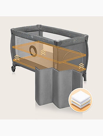 Lettino da viaggio 3 in 1 LIONELO Stefi Plus - Box per bambini - Materasso ad alta densità - Ruote -