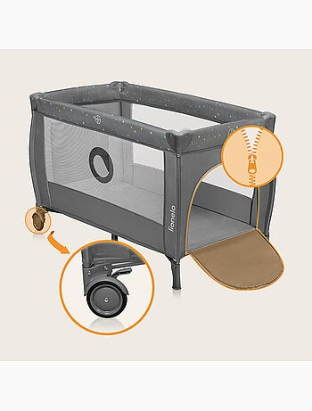 Lettino da viaggio 3 in 1 LIONELO Stefi Plus - Box per bambini - Materasso ad alta densità - Ruote -