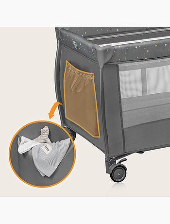 Lettino da viaggio 3 in 1 LIONELO Stefi Plus - Box per bambini - Materasso ad alta densità - Ruote -