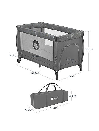 Lettino da viaggio 3 in 1 LIONELO Stefi Plus - Box per bambini - Materasso ad alta densità - Ruote -